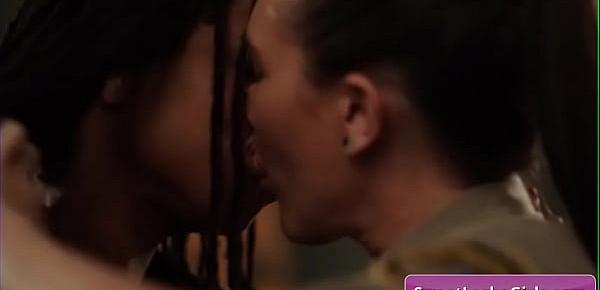  Amazing lesbian hot sluts Ana Foxxx, Demi Sutra enjoy deep pussy licking in prison